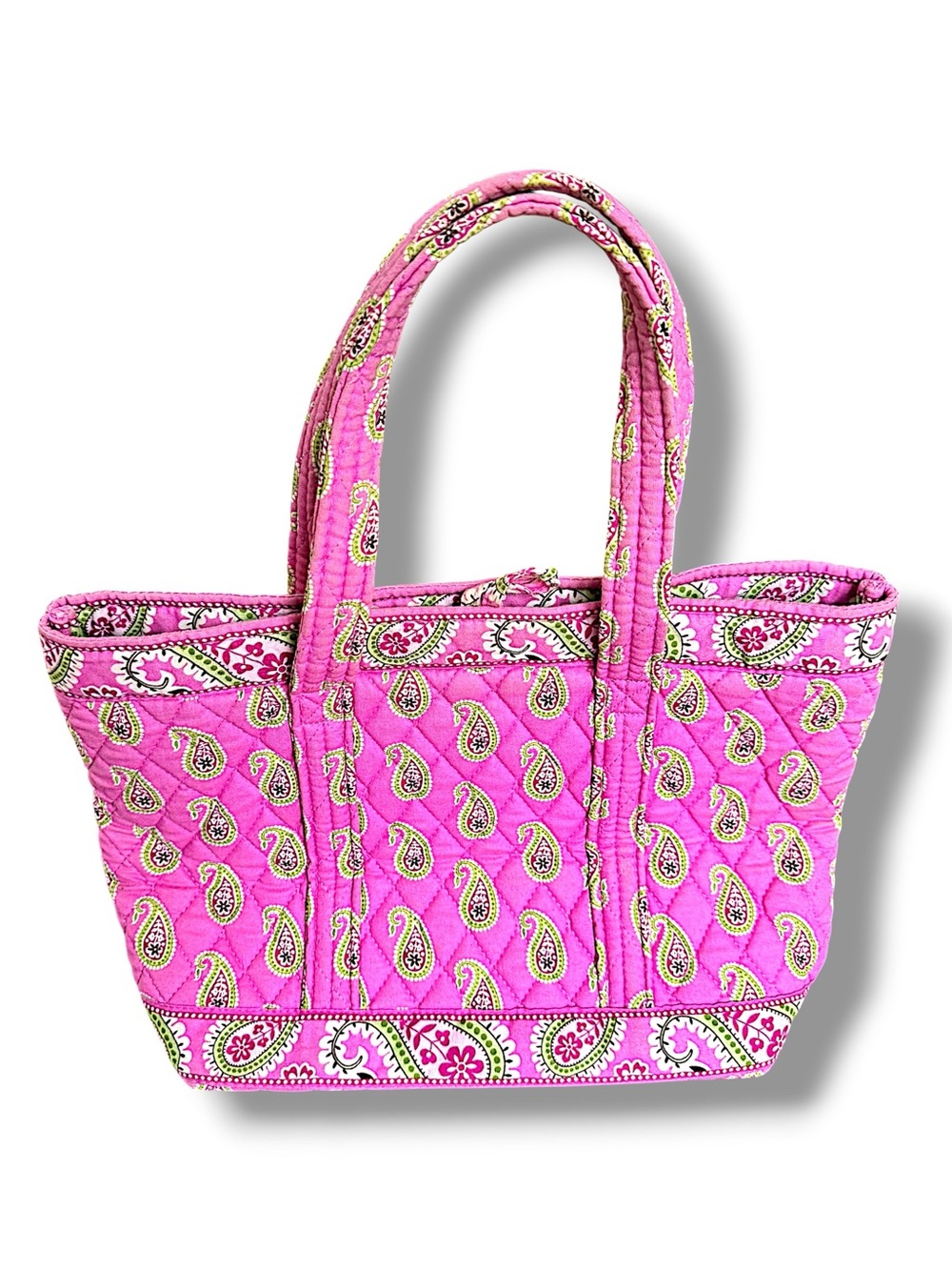 Vera Bradley Bermuda Pink Retired Small Quilted Tote Bag Tortoise Shell closure - Picture 3 of 5